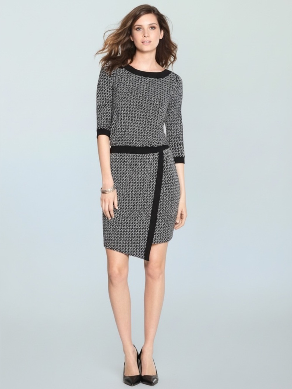 White House Black Market Printed Blouson Dress XS